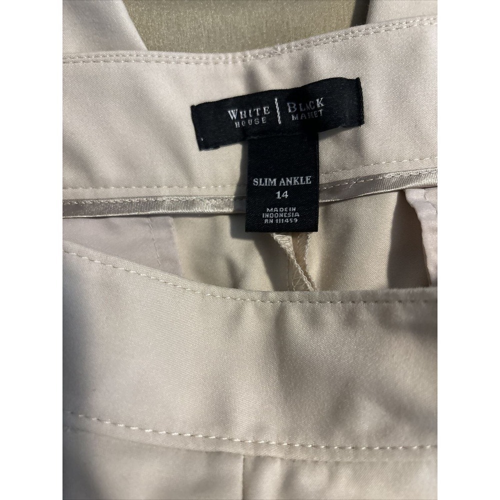 White House Black Market Women’s Tailored Pants Beige Size 14 Slim Ankle Pockets - Picture 14 of 14